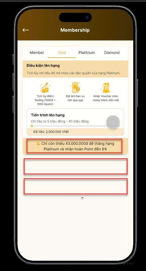 Thiết kế tách biệt các hộp quyền lợi
