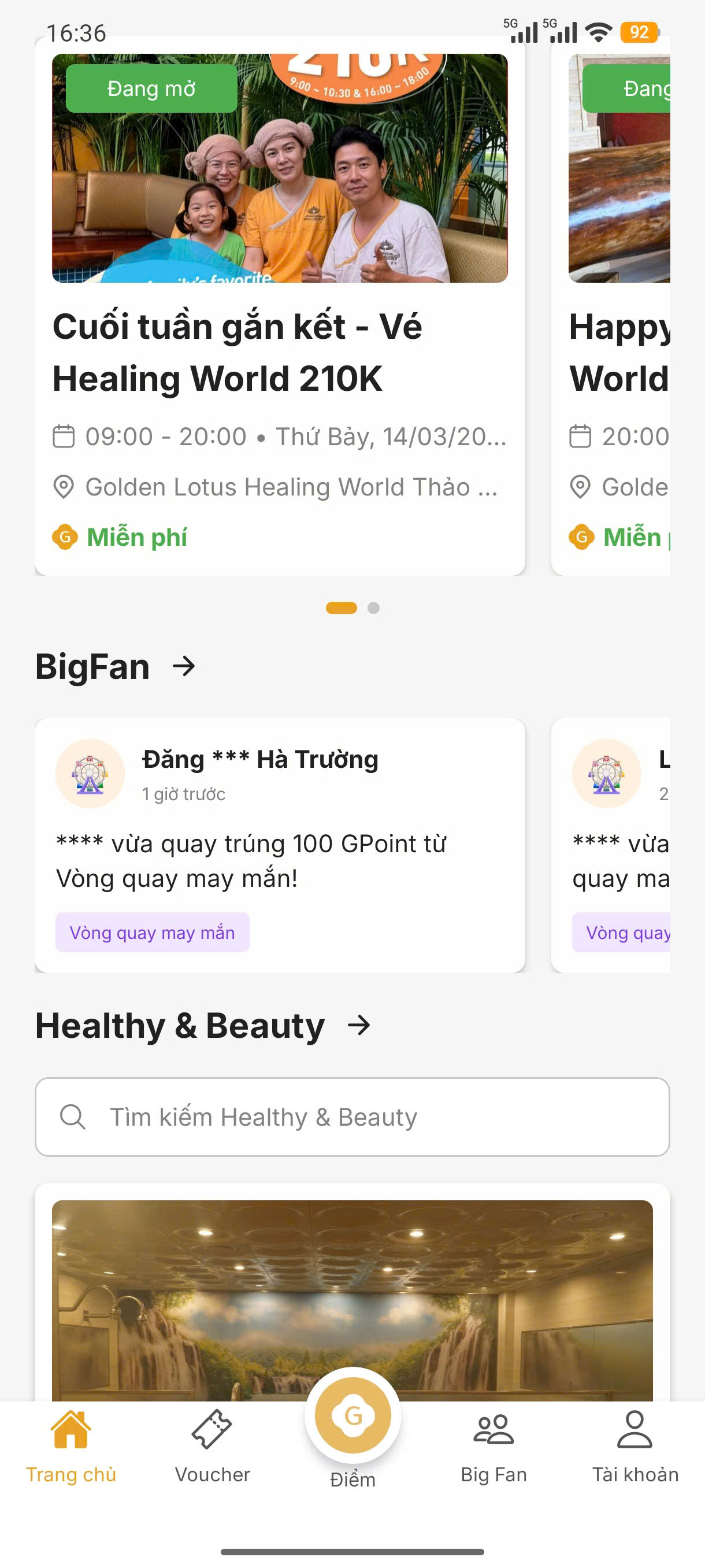 Section BigFan trên Trang chủ